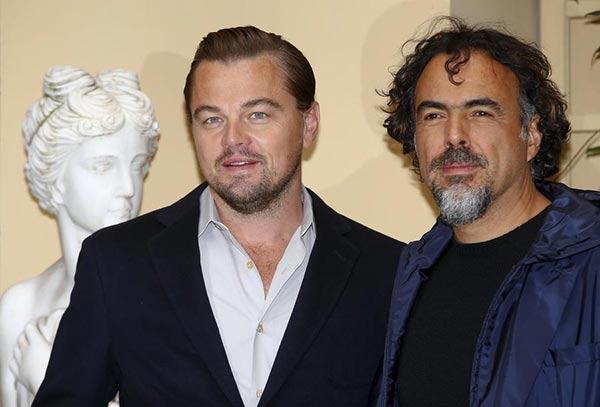 DiCaprio, Inarritu welcomed by screaming fans in Rome