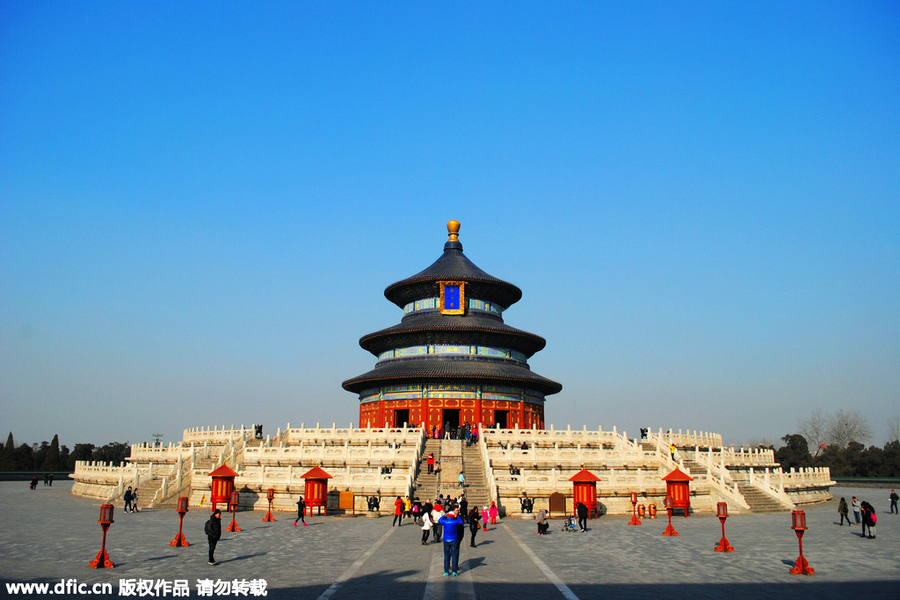 Bright Temple of Heaven shines in winter