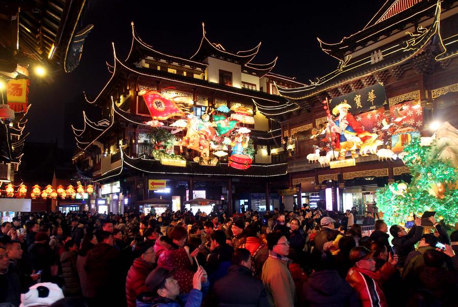 People view lanterns at Yuyuan Garden in Shanghai