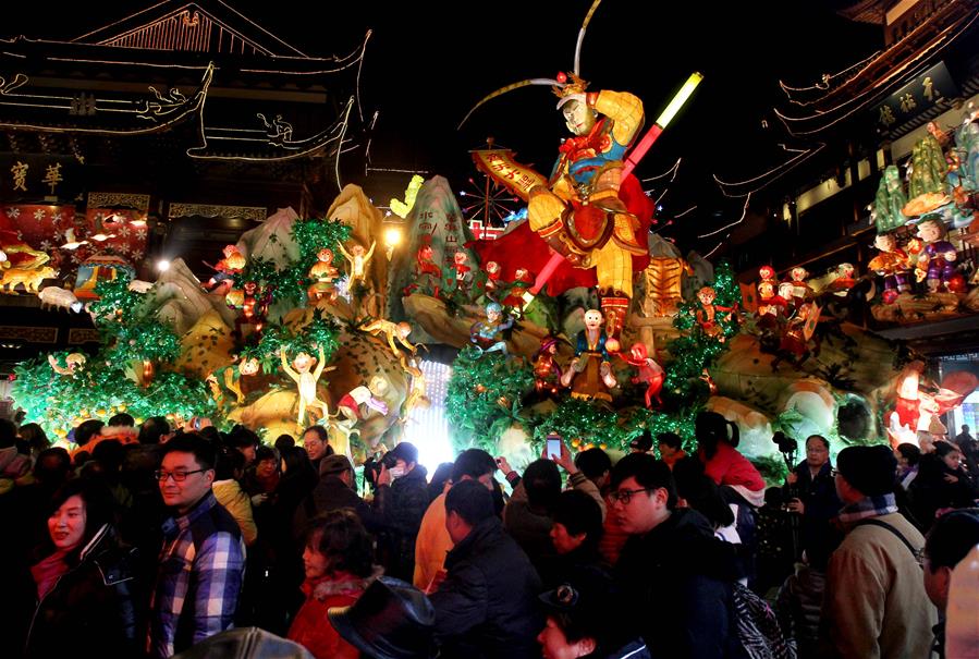 People view lanterns at Yuyuan Garden in Shanghai