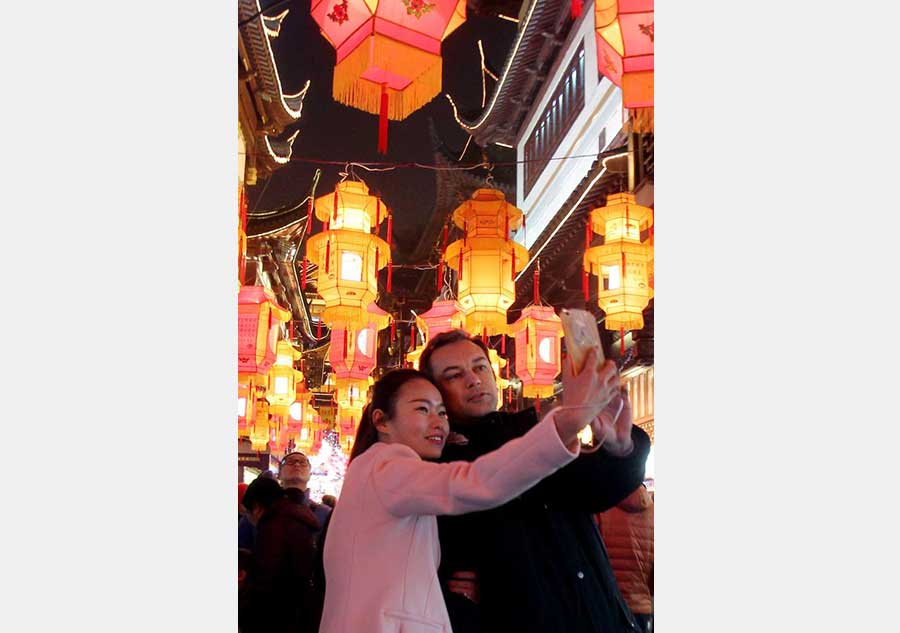 People view lanterns at Yuyuan Garden in Shanghai