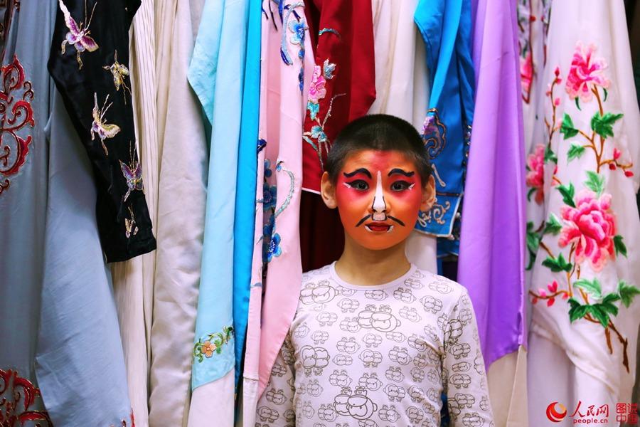 Backstage of a Chinese opera troupe