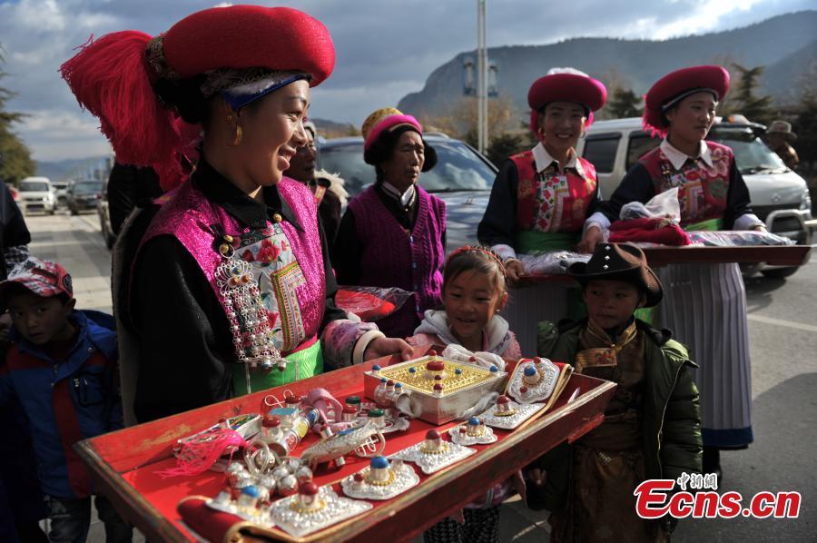 Young couple holds traditional Tibetan wedding ceremony