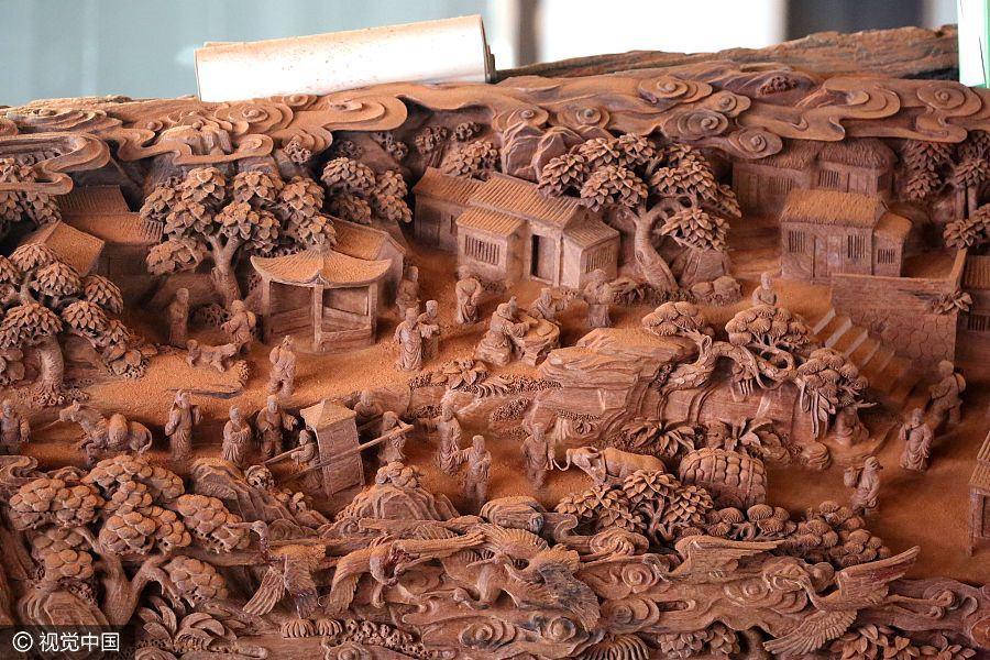 Replica of ancient masterpiece carved from 18-meter redwood