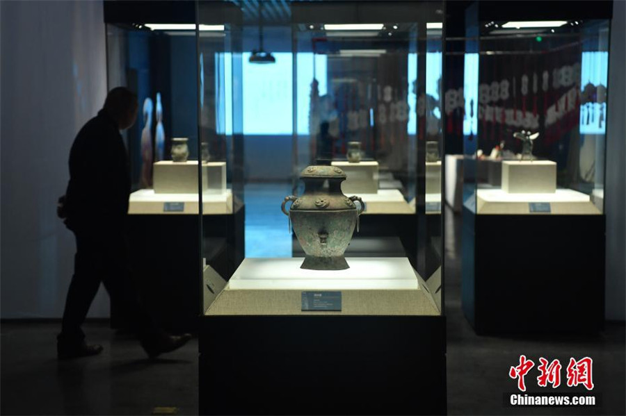 Ancient bronzewares displayed at Sanxingdui Museum