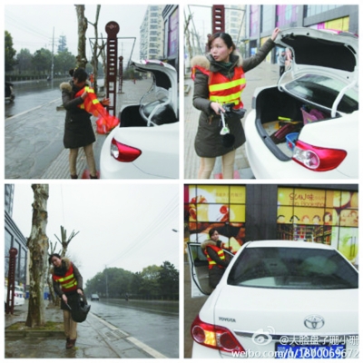 武漢一女子開轎車撿垃圾 真實(shí)身份引猜測(圖)