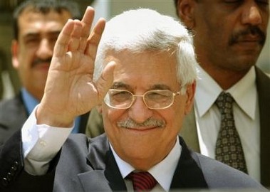 Palestinian Authority President Mahmoud Abbas, also known as Abu Mazen waves after a meeting in the West Bank city of Ramallah, Monday, May 23, 2005. Abbas underwent a heart procedure to open clogged arteries Wednesday June 1, 2005 at a hospital in Jordan, a senior Palestinian official said. (AP