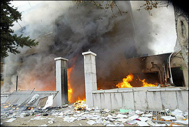 Syrians set embassies on fire