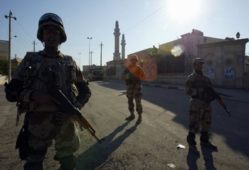 Iraqi soldiers on guard as sectarian violence broke out