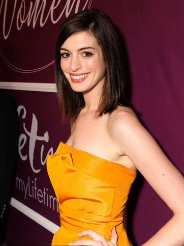 Anne Hathaway and Christina Aguilera at Variety's 1st Annual Power of Women Luncheon