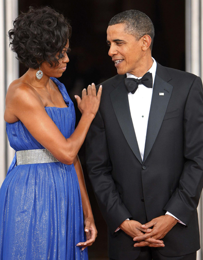 Eva Longoria arrives for state dinner hosted by Barack Obama and first lady