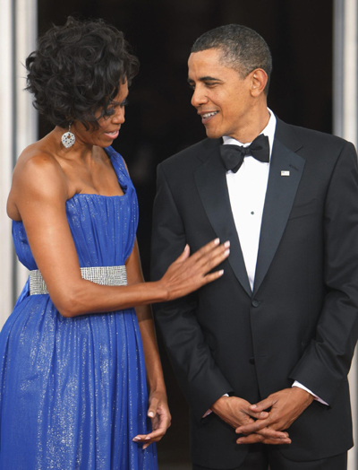 Eva Longoria arrives for state dinner hosted by Barack Obama and first lady