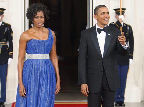 Eva Longoria arrives for state dinner hosted by Barack Obama and first lady