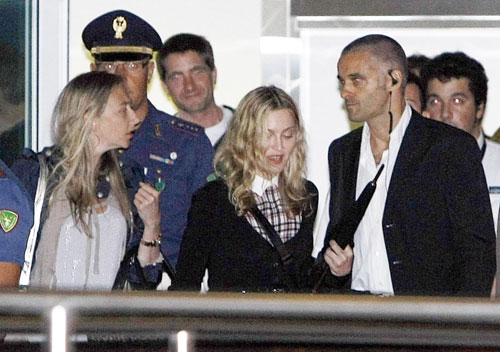 Madonna arrives at the venice airport