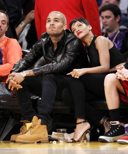 Chris Brown and Rihanna go to NBA game