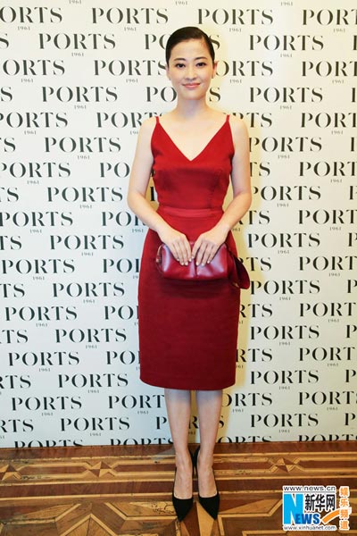 Chinese actress Mei Ting poses in red dress