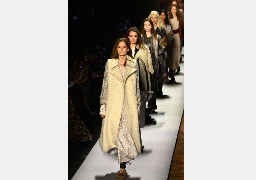 Models present creations of BCBGMAXAZRIA at New York Fashion Week