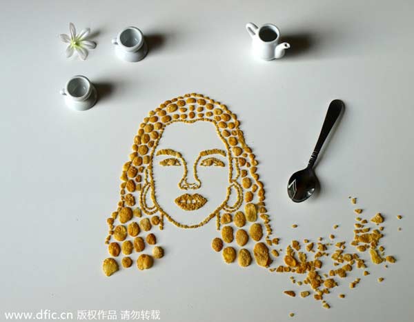 Creative corn flake portraits