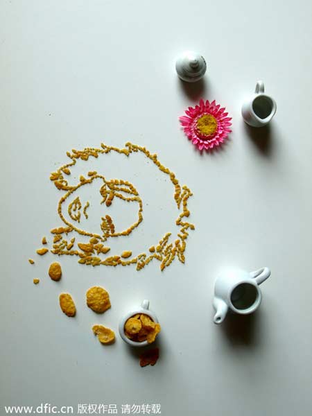 Creative corn flake portraits