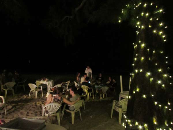 Dining alongside sand, sea and some feral cattle