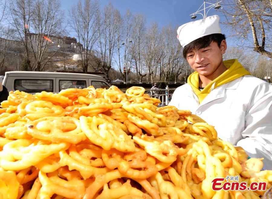 Traditional food 'Kasai' ready for Tibetan New Year