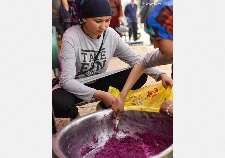 Local health food rose jam at bazaar in China's Xinjiang