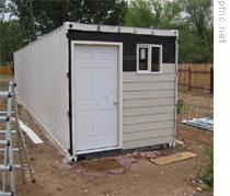 At home in a shipping container