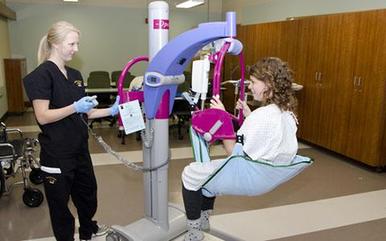 A room where nurses learn how not to get hurt