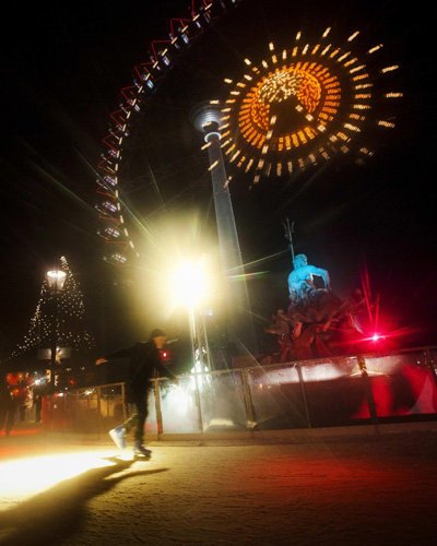 Skate under Christmas lights