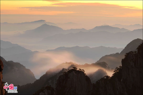 Sunrise at Huangshan Mountain