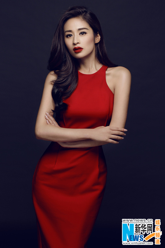 Actress Ying Er poses in red dress to welcome Year of the Monkey