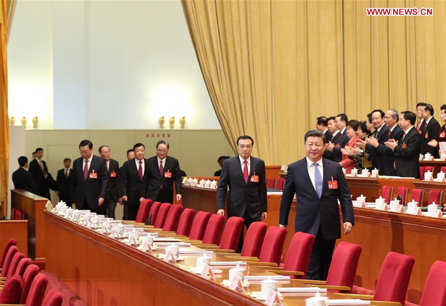 Chinese leaders attend opening meeting of 5th session of 12th NPC