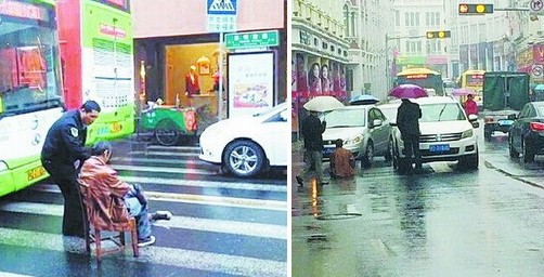 Disabled man trying to swoop and squat blocks road for over 2 hrs in Xiamen