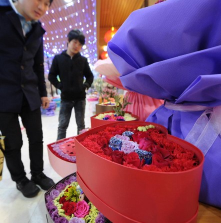 Residents select flowers on Valentine's Day in China's Guiyang