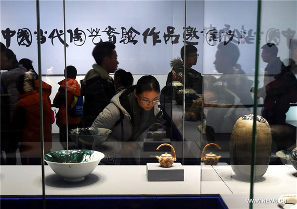 Over 130 pottery works displayed at pottery exhibition in Shandong