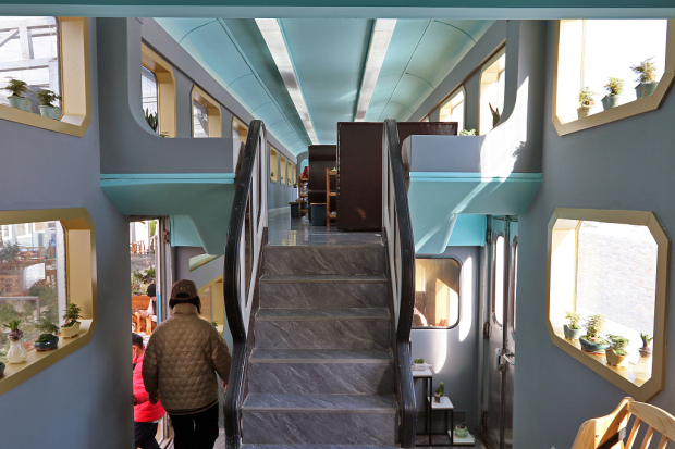 Enjoy hotpot in a decommissioned train carriage