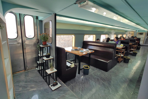 Enjoy hotpot in a decommissioned train carriage