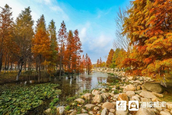 Picturesque scenery of Yuniao River Park in early winter