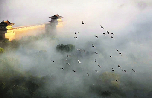 Advection fog turns Datong into magical wonderland