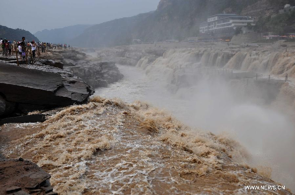 Imposing scenery of Hukou Waterfall on Yellow River