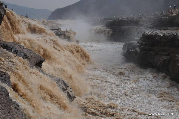 Imposing scenery of Hukou Waterfall on Yellow River