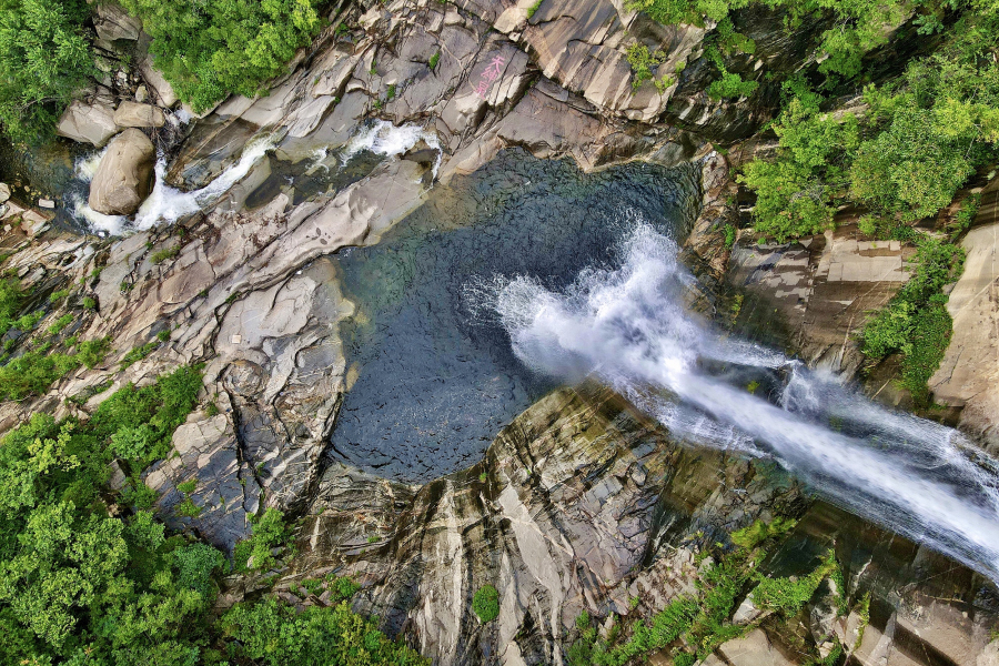 Spectacular views of waterfall after rain