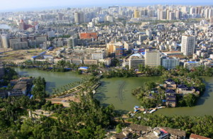 A bird's-eye view of the coastal city Haikou