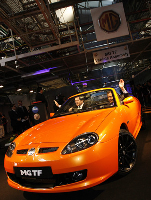 MG TF sports models roll of production line