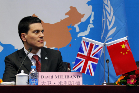 David Miliband in China for talks