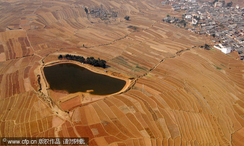 Drought-hit Yunnan seen from the sky