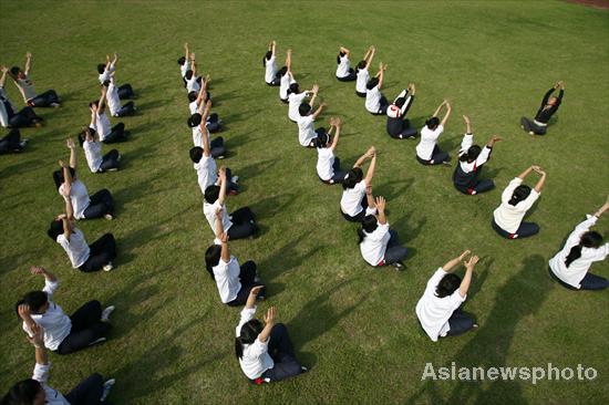 Students relieve exam pressure through yoga