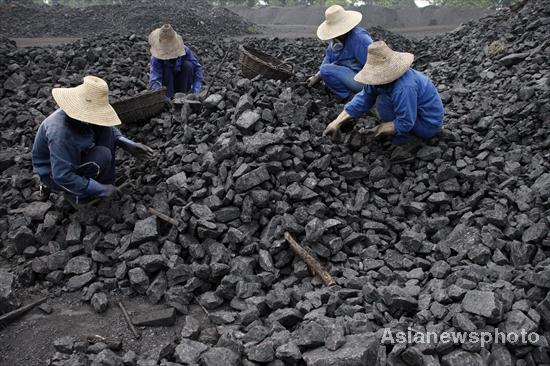 Exhausting day at a coal factory