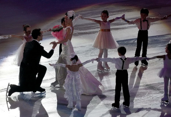 Wedding party of China's champion figure skaters