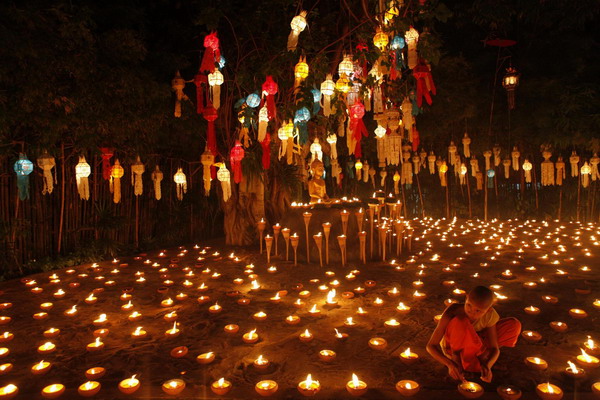 Celebration of Loy Krathong festival in Thailand